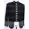 Traditional Black Bagpipers Band Uniform Doublet Kilt Jacket