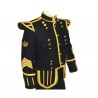 Black Pipe Major Doublet Military Jacket with Gold Buttons and Gold Braid Trim
