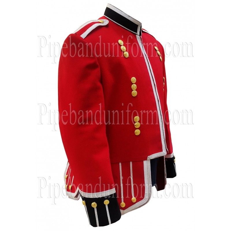 Customizable Red Black Pipe Band Military Doublet Kilt Jacket