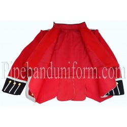 Customizable Red Black Pipe Band Military Doublet Kilt Jacket