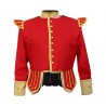 Red Buff Scottish Pipers Drummers Doublet Kilt Jacket with Gold Buttons