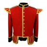 Red Navy Blue Pipers Drummers Doublet Jacket with Gold Buttons and Braid Trim