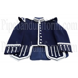 Traditional Blue Scottish Bagpipers Band Doublet Kilt Jacket