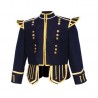 Dark Blue Scottish Pipers Drummers Doublet Parade Jacket with Gold Buttons