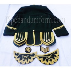 Dark Green Scottish Drum Major Military Doublet Kilt Jacket