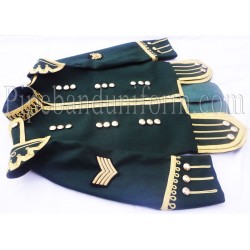 Dark Green Scottish Drum Major Military Doublet Kilt Jacket