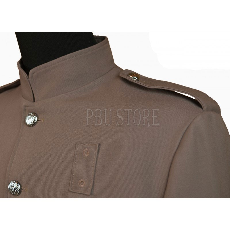 Tan High Collar Police Honor Guard Uniform Jacket with Silver Buttons