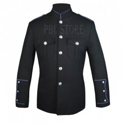 Black High Collar Police Honor Guard Uniform Jacket with Gold Buttons