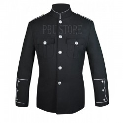 Black High Collar Police Honor Guard Uniform Jacket with Gold Buttons