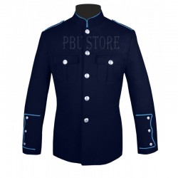 Navy Blue High Collar Police Honor Guard Uniform Jacket with Gold Buttons