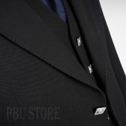 Black Classic Argyll Kilt Jacket and 5 Buttons Waistcoat