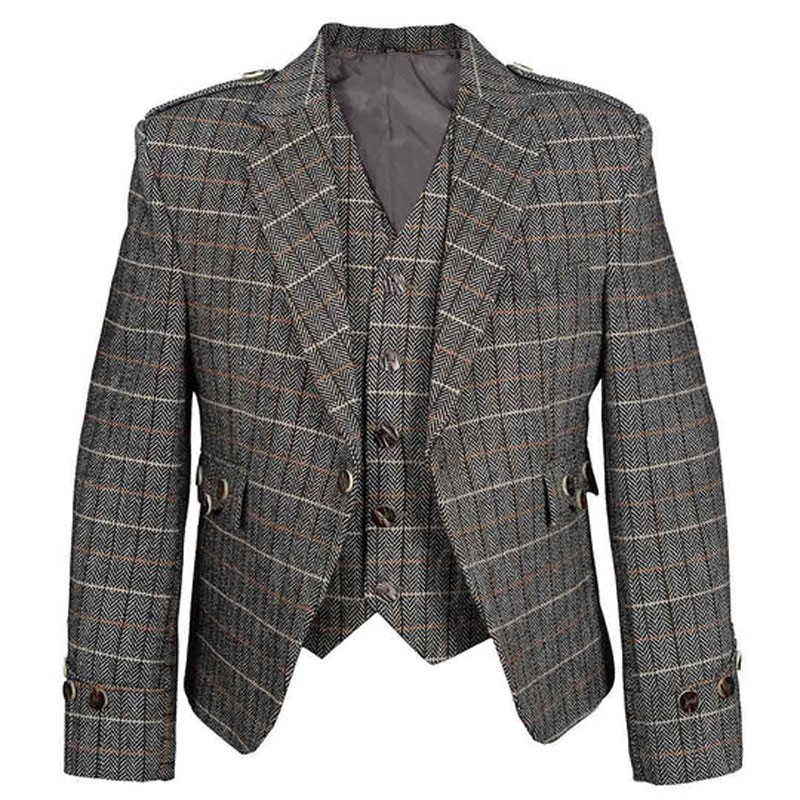 Scottish Dress Grey Check Argyll Jacket and Waistcoat