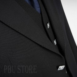 Authentic Black Crail Jacket for Weddings and Gatherings with Waistcoat