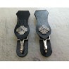 Plain Black Leather Sporran Hanger - With Custom Badge