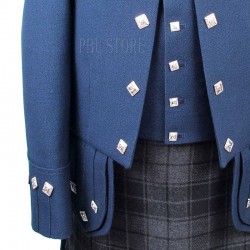 Tailored Highland Attire Blue Sheriffmuir Doublet Kilt Jacket and Waistcoat