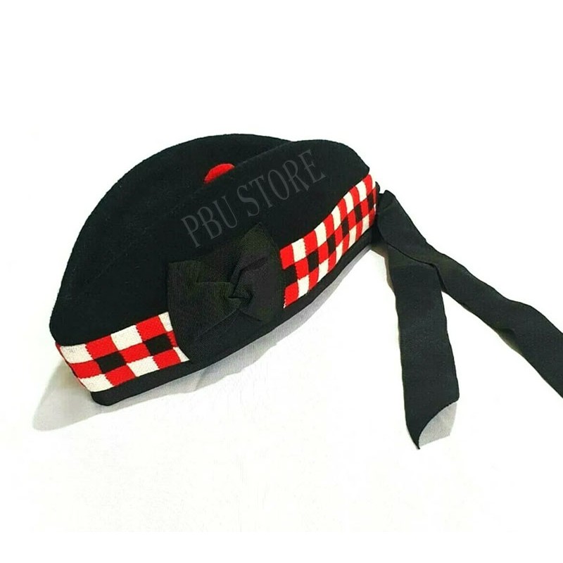 Heritage Scottish Pipe Band Black Dicing Glengarry Hat