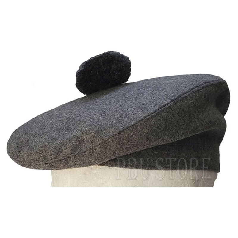 Scottish Band Handmade Wool Plain Grey Tam O'shanter Balmoral Hat