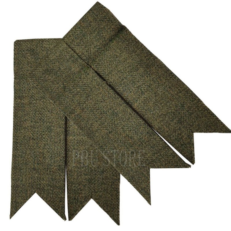 Premium Tweed Military Pipe Band Light Olive Kilt Flashes