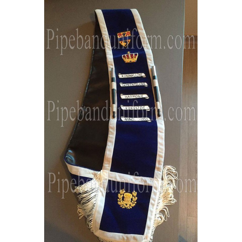 Blue Pipe Band Drum Major Custom Baldric Sash
