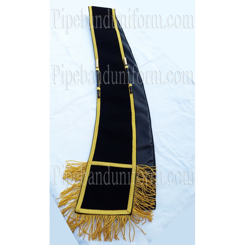 Black Plain Pipe Band Drum Major Baldric Sash