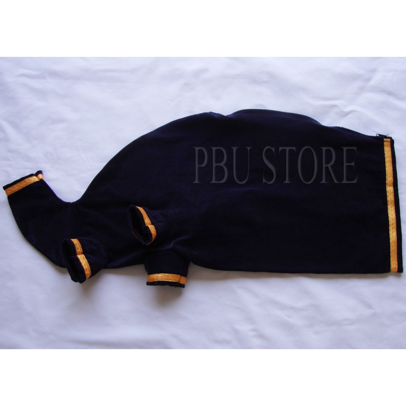 Blue Velvet Scottish Bagpipe Cover - Yellow Braided