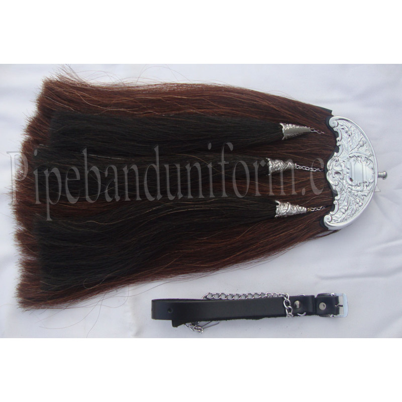 Pipers Drummers Real Long Horse Hair Leather Sporran