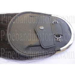 Firefighter Department Pipe Band Horse Hair Leather Sporran with Back Pouch and Chain Belts