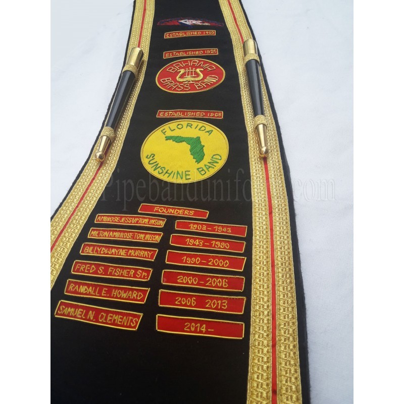 Black Pipe Band Drum Major Custom Baldric Sash