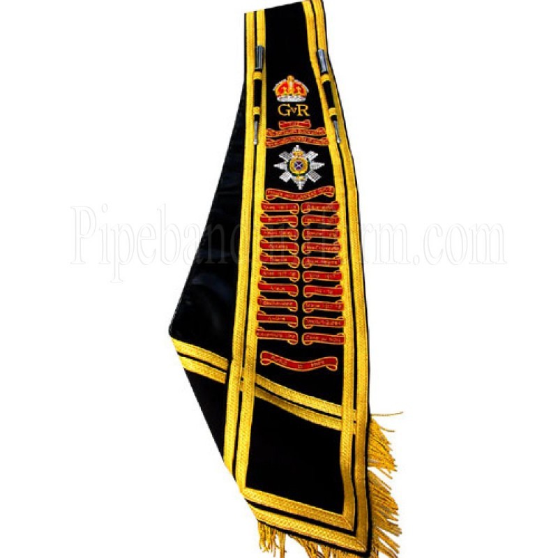 Hand Embroidered Drum Major Black Baldric Sash