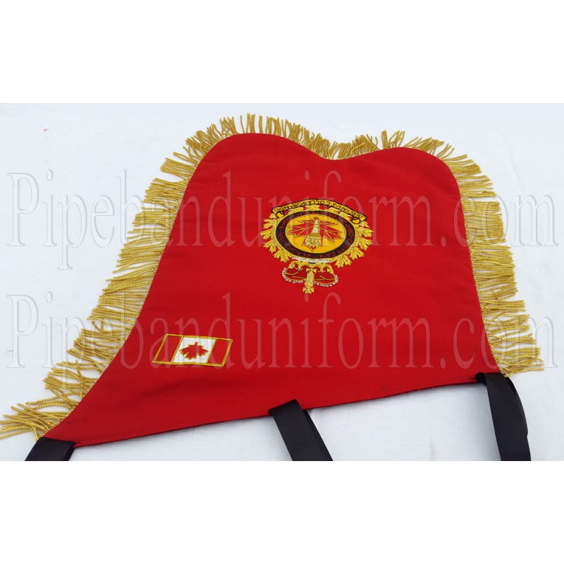 Red Hand Embroidered Bagpiper Banner