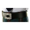 Black Leather Kilt Band Belt with Silver/Gold Buckles