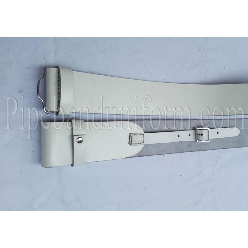 White Leather Piper/Drummer Kilt Waist Belt