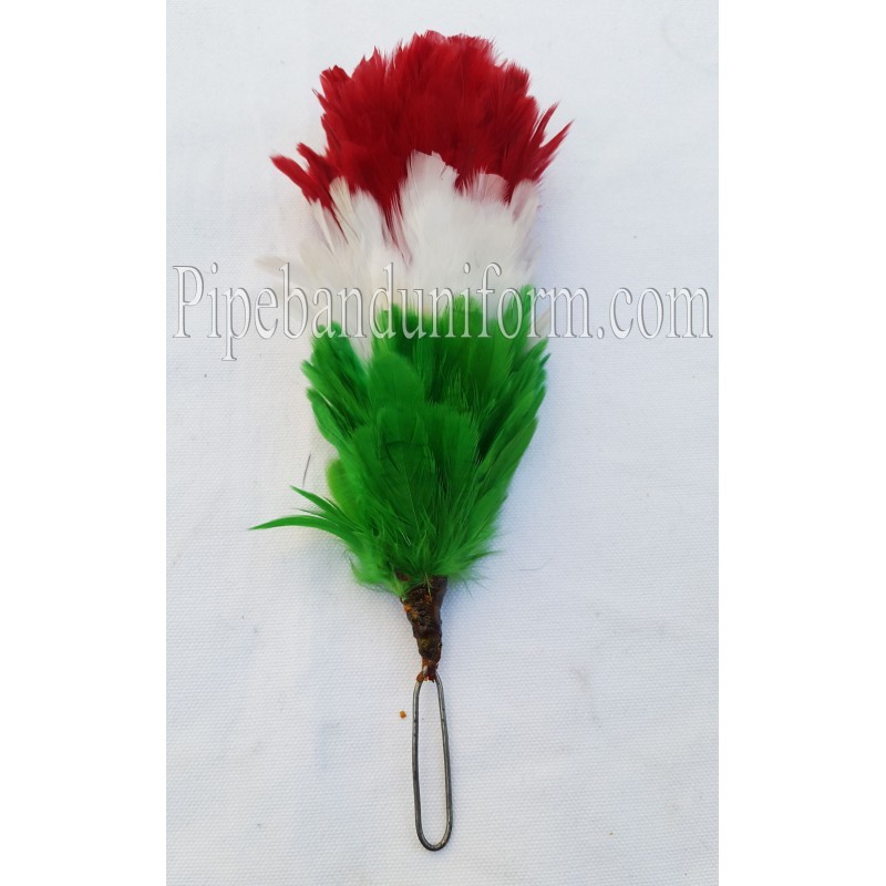 Red - White - Green Plume / Feather Hackle