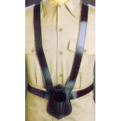 Double Strap Black Leather Flag Carrier Belt