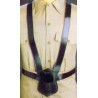 Double Strap Black Leather Flag Carrier Belt