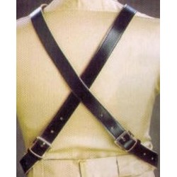 Double Strap Black Leather Flag Carrier Belt