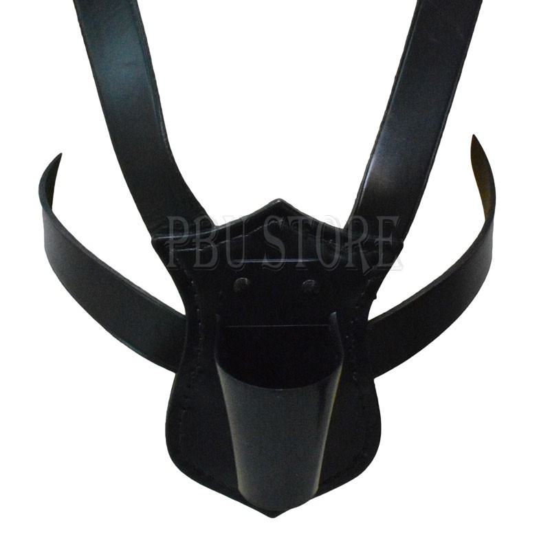 Double Strap Black Leather Flag Carrier Belt