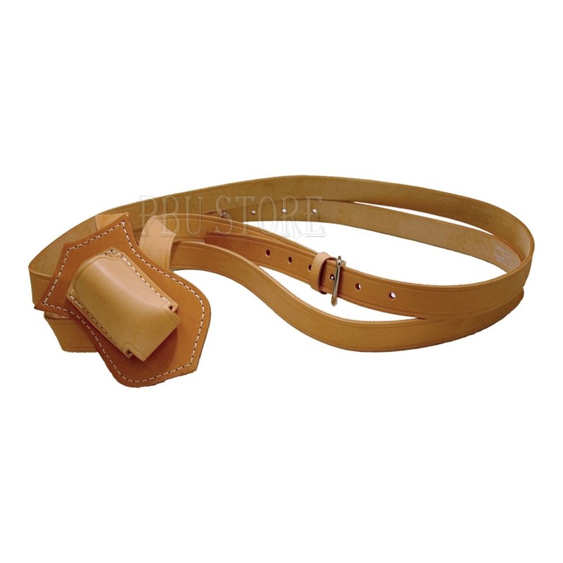 Double Strap Russet Beige Leather Flag Carrying Belt