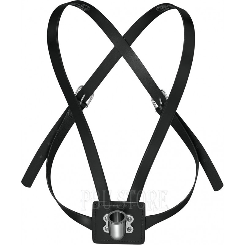 Double Strap Black Leather Flag Carrier Parade Belt