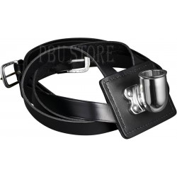 Double Strap Black Leather Flag Carrier Parade Belt