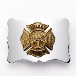 Waist Belt Buckle with Firefighter Maltese Cross