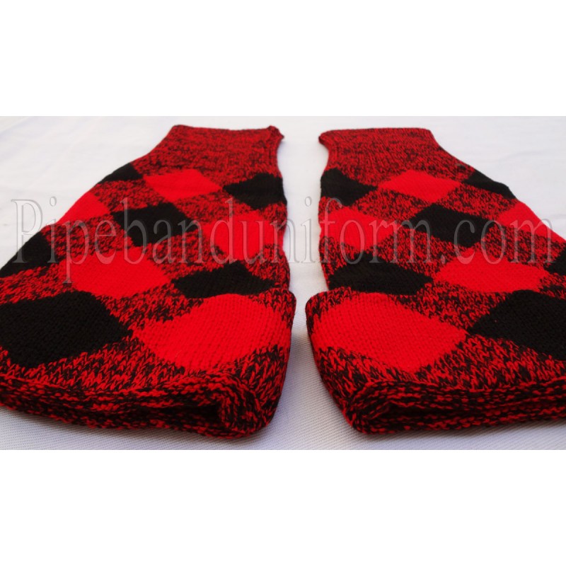 Red & Black Highland Pipers Drummers Hose Tops