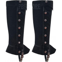 Medieval Black Faux Leather Long Spats / Gaiters